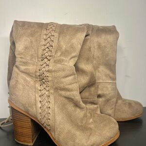 Torrid Taupe Braided Suede knee High Boots